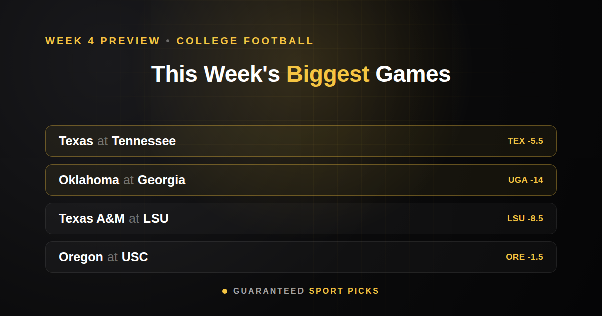 College Football Week 4 Preview: Texas-Tennessee Headlines a Loaded Saturday