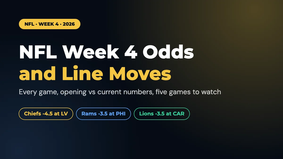 NFL Week 4 odds and line moves 2026 graphic