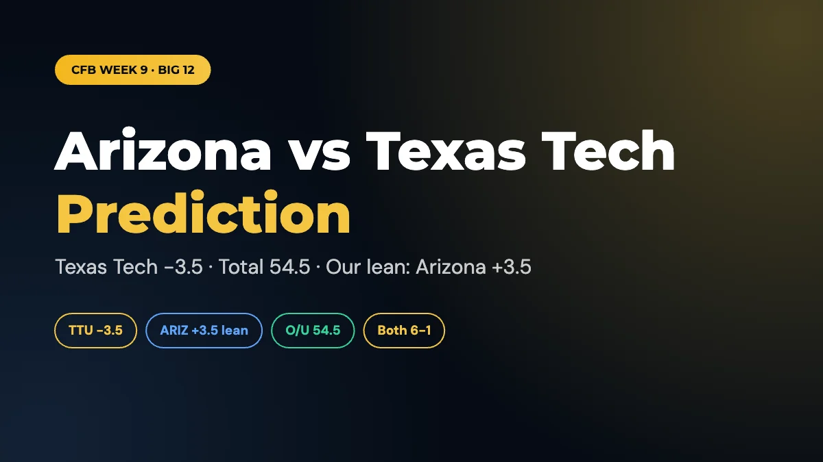 Arizona vs Texas Tech Prediction, Odds and Lean: College Football Week 9
