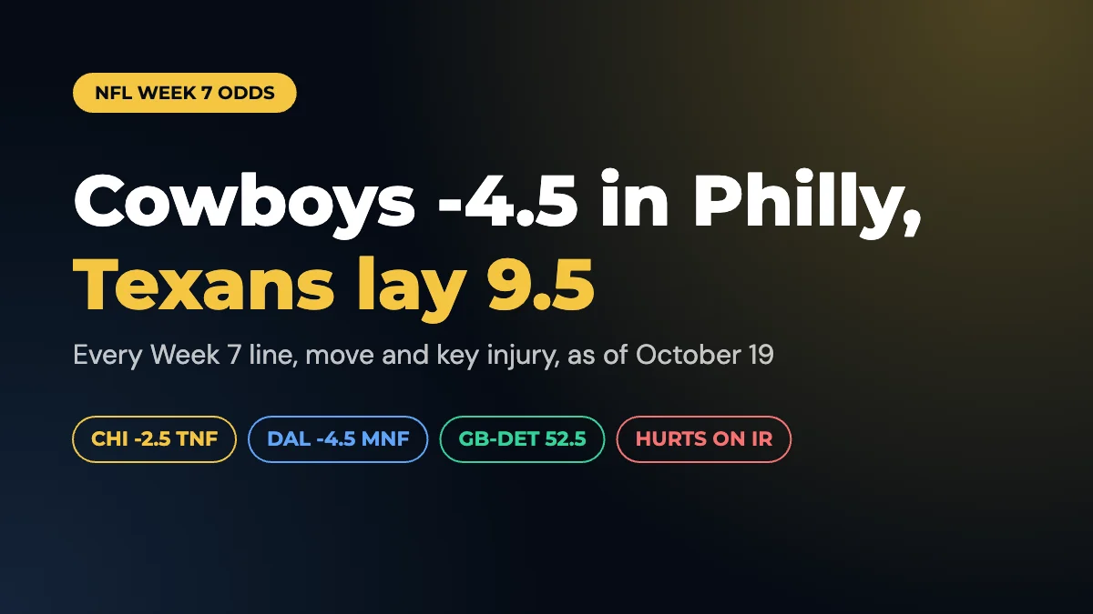 NFL Week 7 Odds and Predictions 2026: Lines, Moves, Injuries