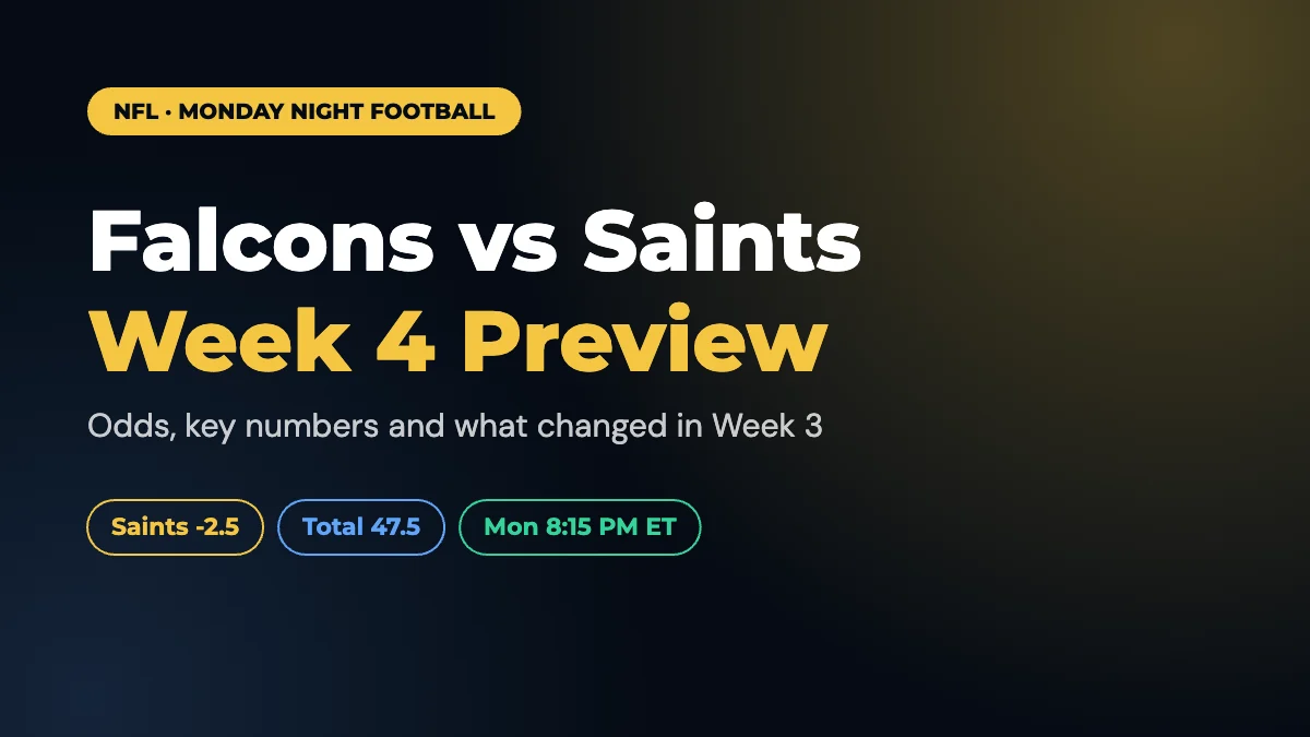 Falcons vs Saints Odds: Monday Night Football Week 4 Preview