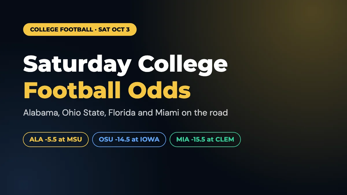 College football Week 5 Saturday odds 2026 graphic