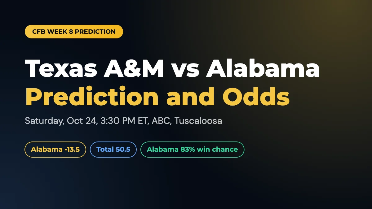 Texas A&M vs Alabama Prediction and Odds: Week 8 2026