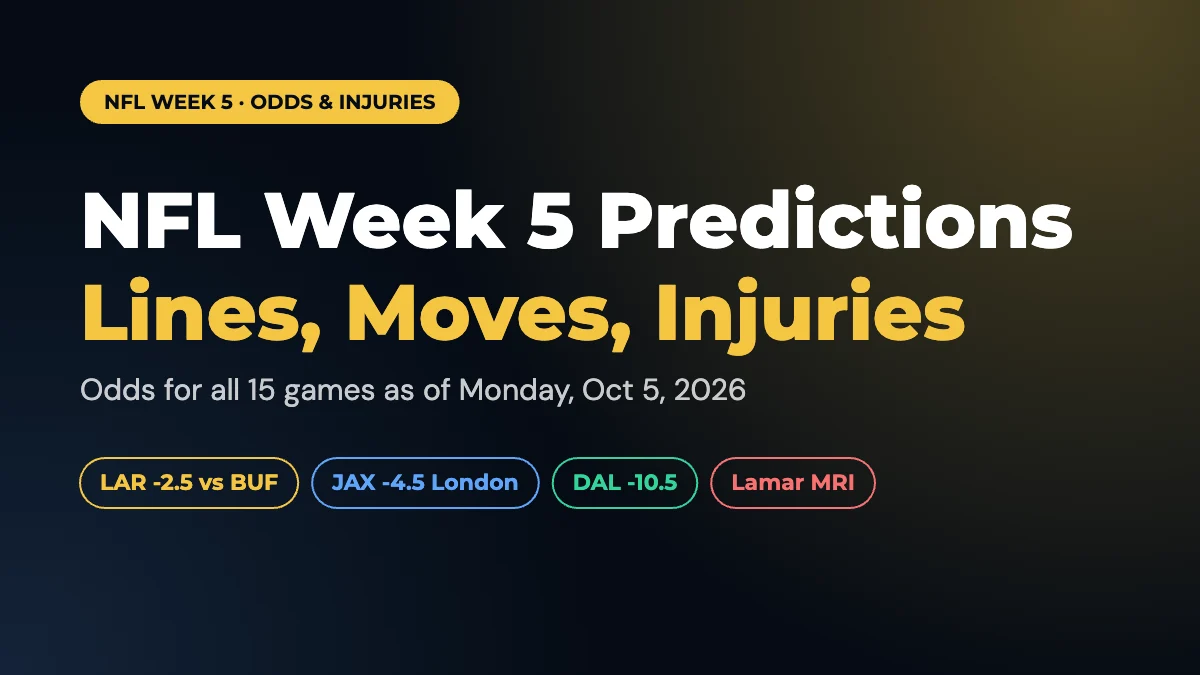 NFL Week 5 Predictions 2026: Odds, Line Moves and Key Injuries