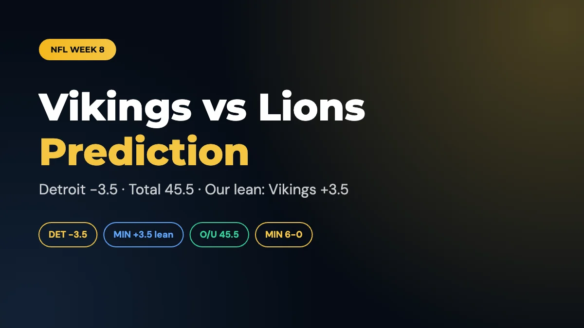 Vikings vs Lions Prediction: Week 8 Odds, Picks and Preview