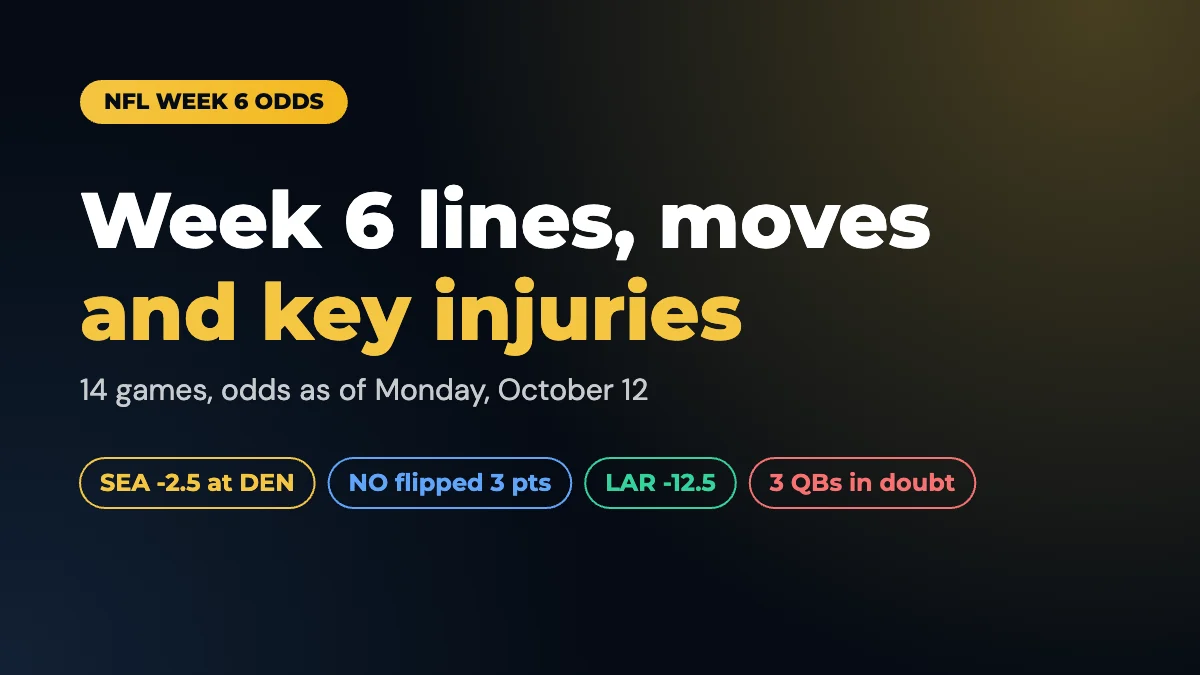 NFL Week 6 Odds and Predictions 2026: Lines, Moves, Injuries