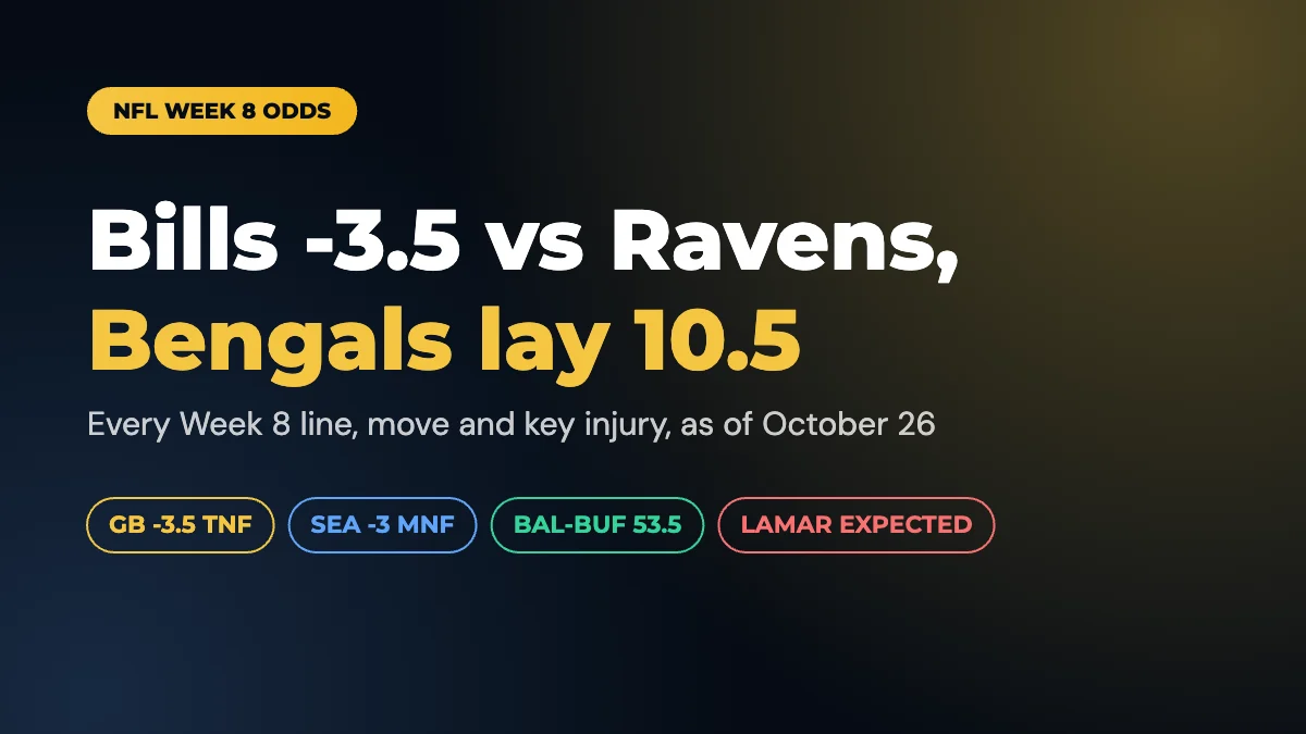 NFL Week 8 Odds and Predictions 2026: Lines, Moves, Injuries
